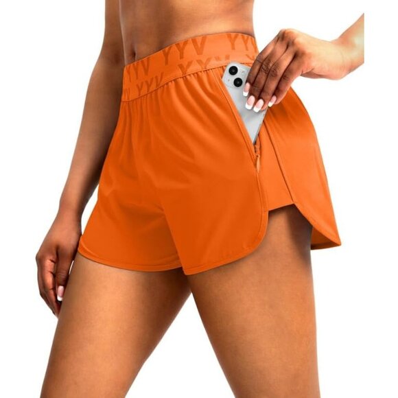 Women's Running Shorts with Zipper Pockets Quick-Dry Elastic Waist Band Athletic - Picture 1 of 5